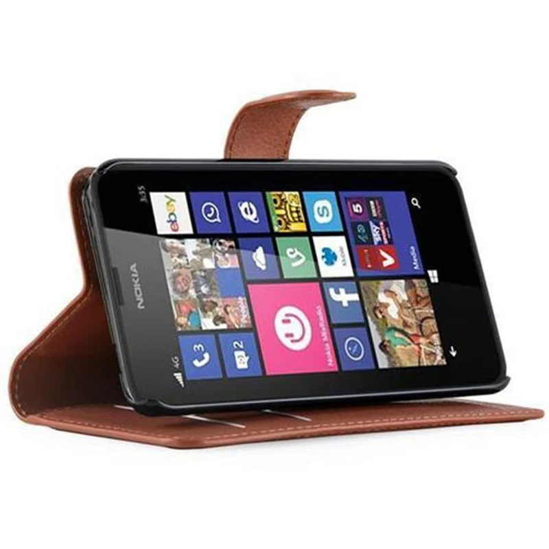 Cadorabo Hülle kompatibel mit Nokia Lumia 630 / 635 Schutzhülle mit Magnetverschluss, Standfunktion und Kartenfach