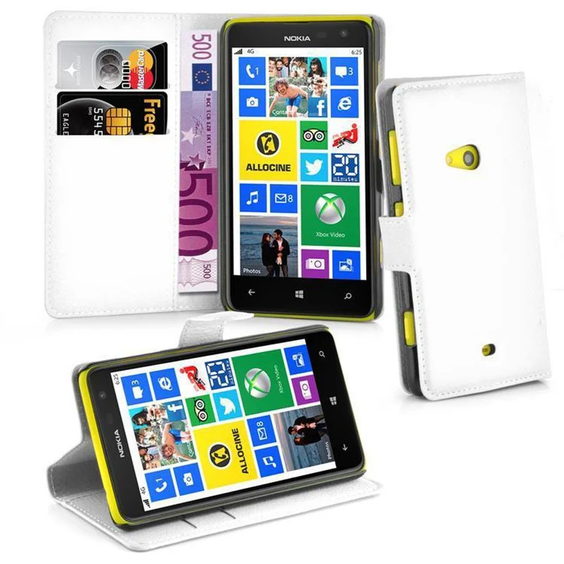 Cadorabo Hülle kompatibel mit Nokia Lumia 625 Schutzhülle mit Magnetverschluss, Standfunktion und Kartenfach