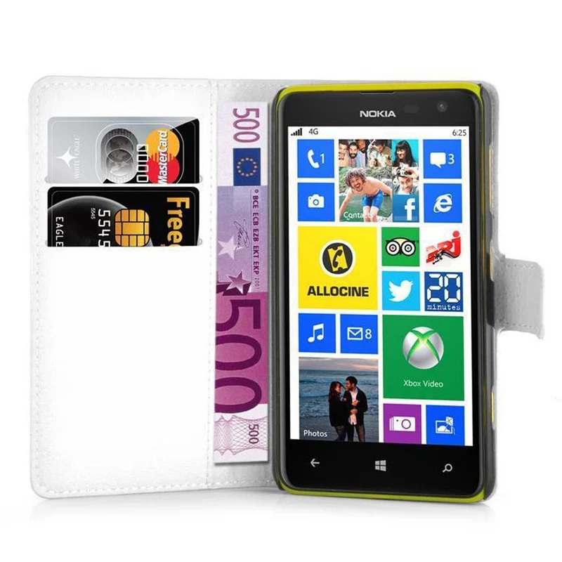 Cadorabo Hülle kompatibel mit Nokia Lumia 625 Schutzhülle mit Magnetverschluss, Standfunktion und Kartenfach