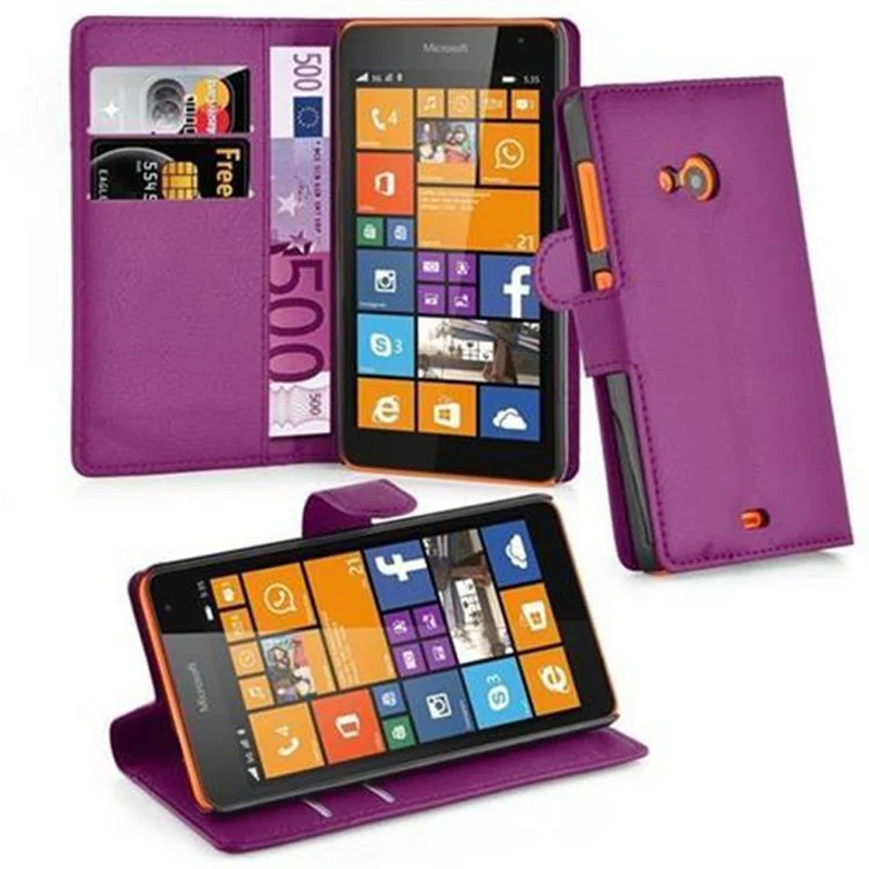 Cadorabo Hülle kompatibel mit Nokia Lumia 535 Schutzhülle mit Magnetverschluss, Standfunktion und Kartenfach