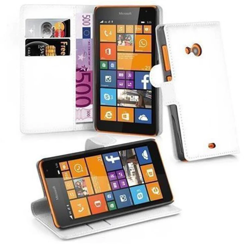 Cadorabo Hülle kompatibel mit Nokia Lumia 535 Schutzhülle mit Magnetverschluss, Standfunktion und Kartenfach