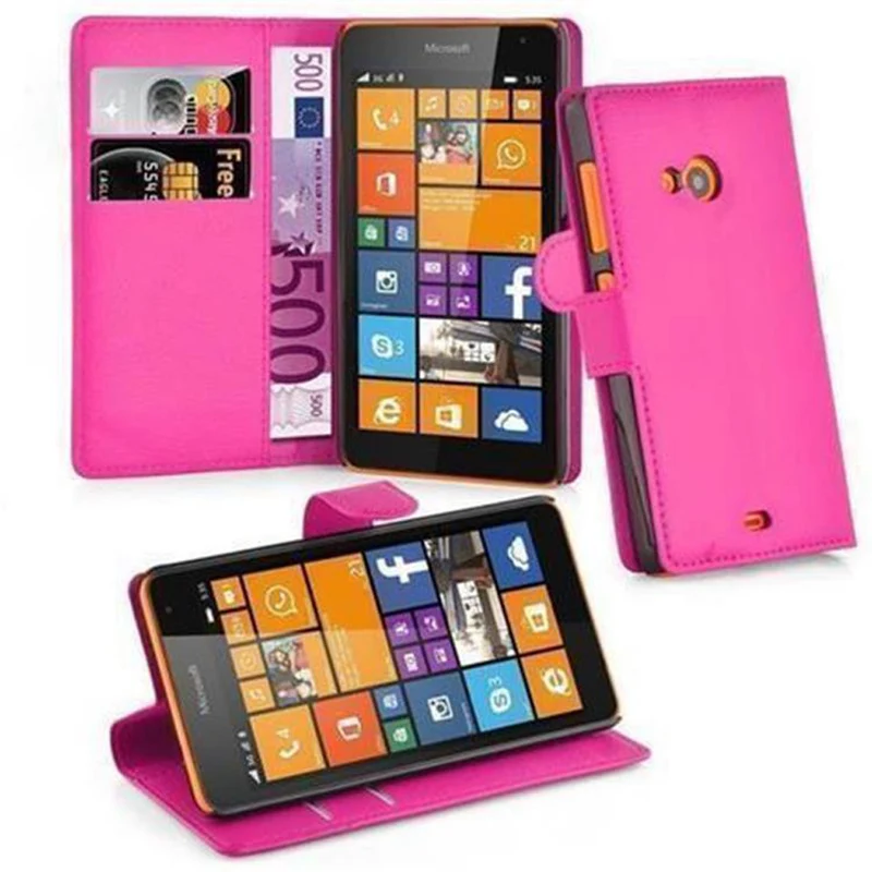 Cadorabo Hülle kompatibel mit Nokia Lumia 535 Schutzhülle mit Magnetverschluss, Standfunktion und Kartenfach