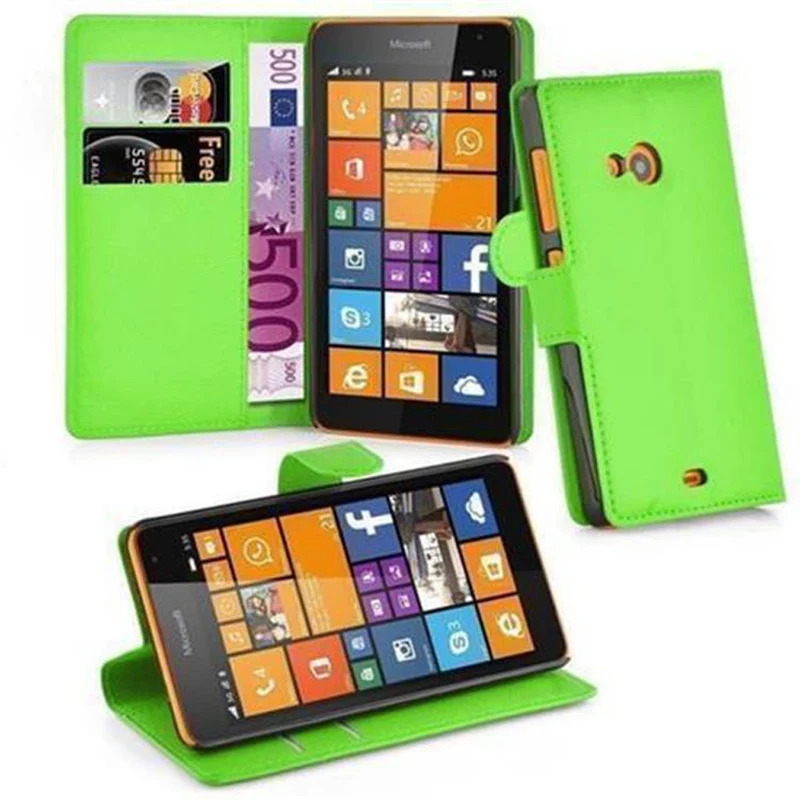 Cadorabo Hülle kompatibel mit Nokia Lumia 535 Schutzhülle mit Magnetverschluss, Standfunktion und Kartenfach