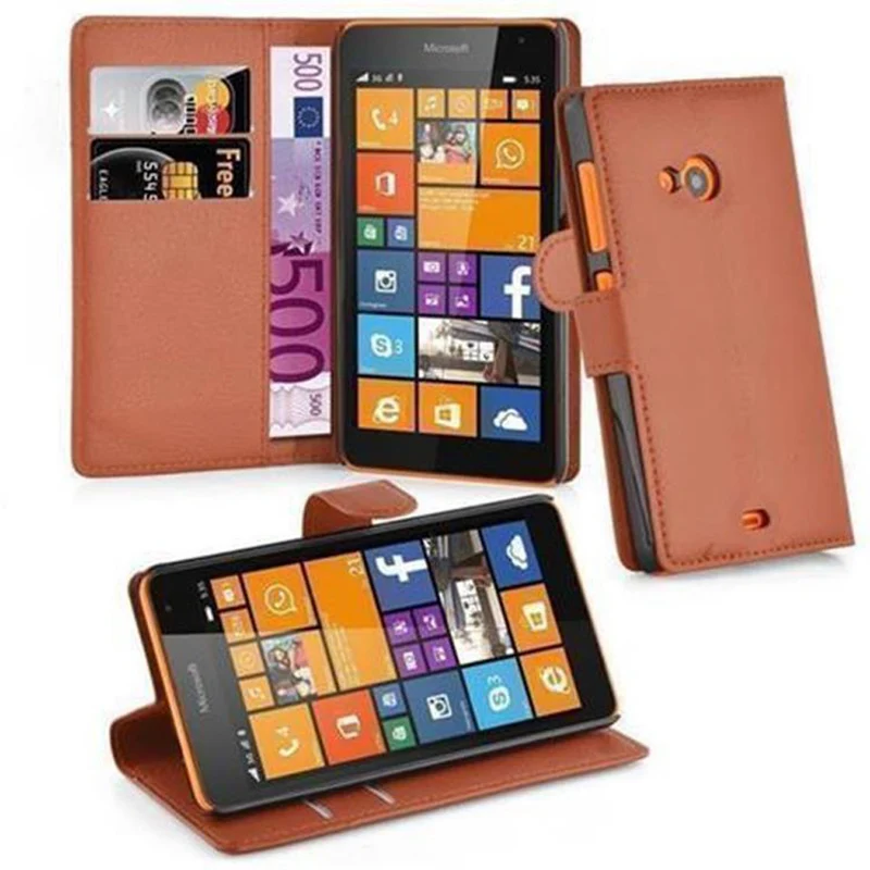 Cadorabo Hülle kompatibel mit Nokia Lumia 535 Schutzhülle mit Magnetverschluss, Standfunktion und Kartenfach