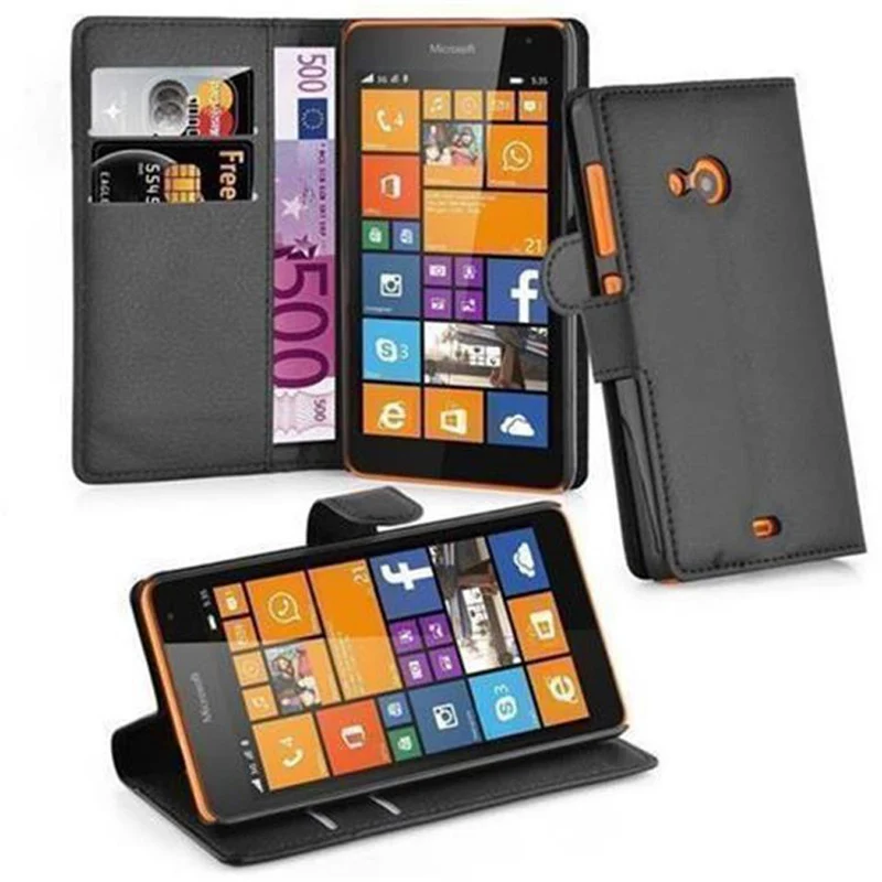 Cadorabo Hülle kompatibel mit Nokia Lumia 535 Schutzhülle mit Magnetverschluss, Standfunktion und Kartenfach
