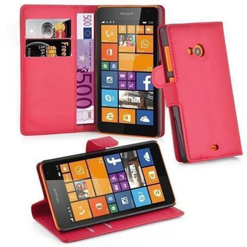 Cadorabo Hülle kompatibel mit Nokia Lumia 535 Schutzhülle mit Magnetverschluss, Standfunktion und Kartenfach