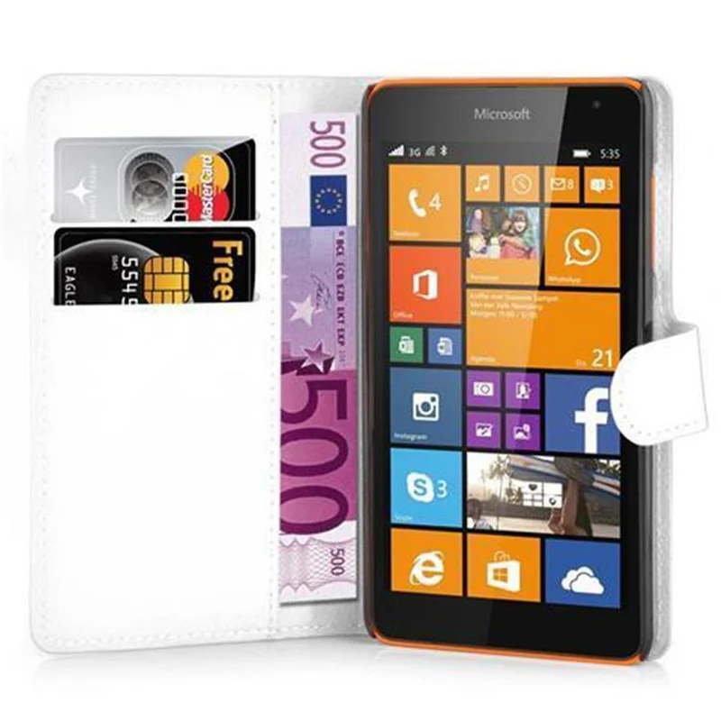 Cadorabo Hülle kompatibel mit Nokia Lumia 535 Schutzhülle mit Magnetverschluss, Standfunktion und Kartenfach