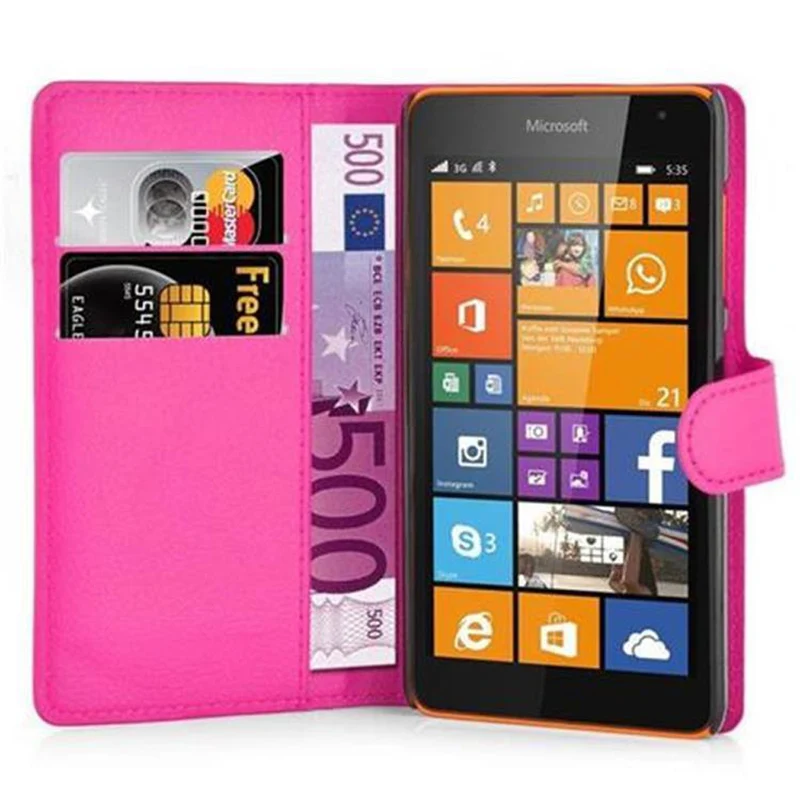 Cadorabo Hülle kompatibel mit Nokia Lumia 535 Schutzhülle mit Magnetverschluss, Standfunktion und Kartenfach