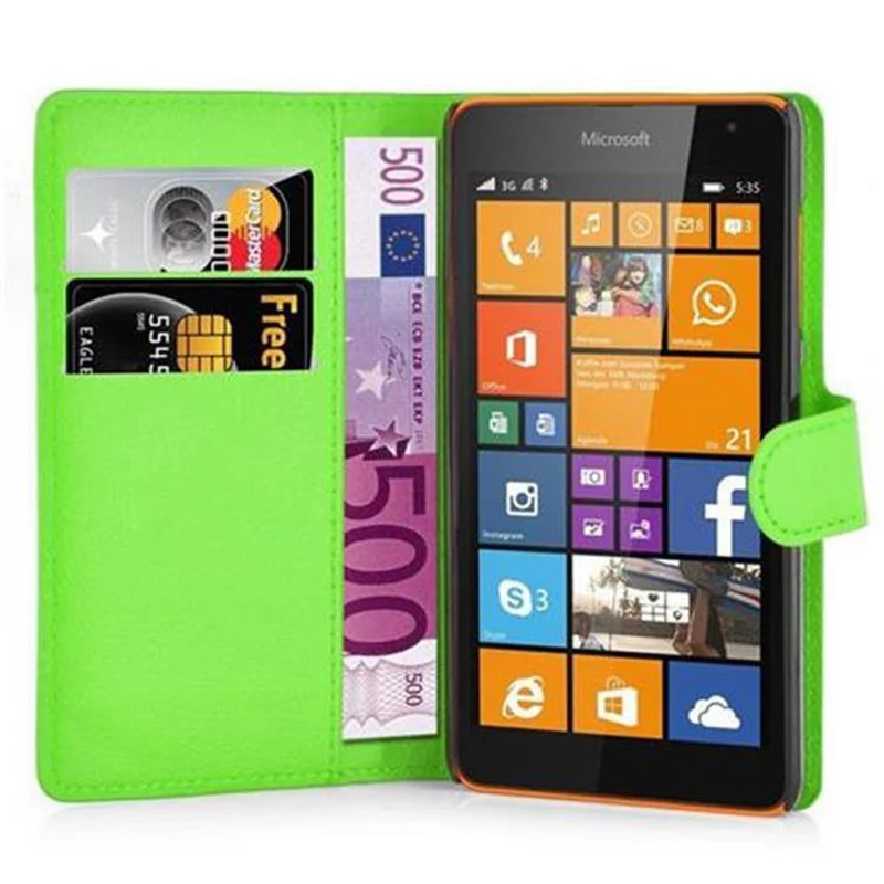 Cadorabo Hülle kompatibel mit Nokia Lumia 535 Schutzhülle mit Magnetverschluss, Standfunktion und Kartenfach