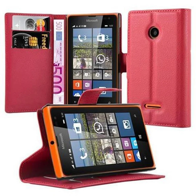 Cadorabo Hülle kompatibel mit Nokia Lumia 532 Schutzhülle mit Magnetverschluss, Standfunktion und Kartenfach