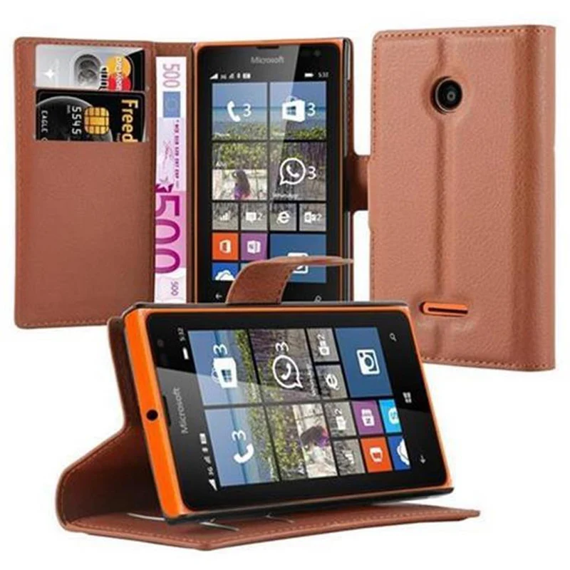 Cadorabo Hülle kompatibel mit Nokia Lumia 532 Schutzhülle mit Magnetverschluss, Standfunktion und Kartenfach