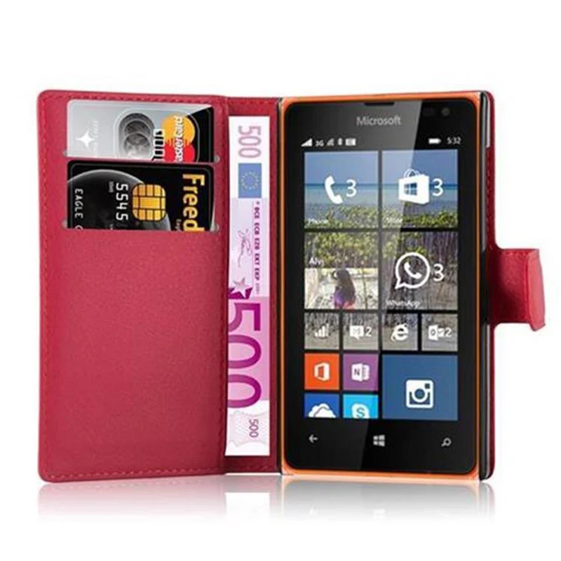 Cadorabo Hülle kompatibel mit Nokia Lumia 532 Schutzhülle mit Magnetverschluss, Standfunktion und Kartenfach