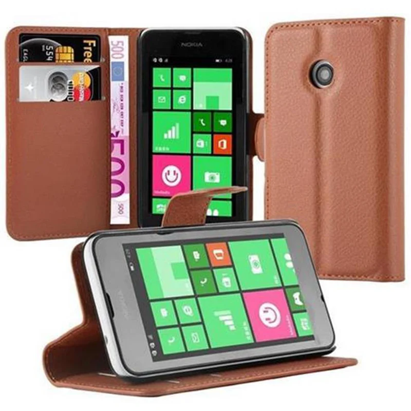 Cadorabo Hülle kompatibel mit Nokia Lumia 530 Schutzhülle mit Magnetverschluss, Standfunktion und Kartenfach