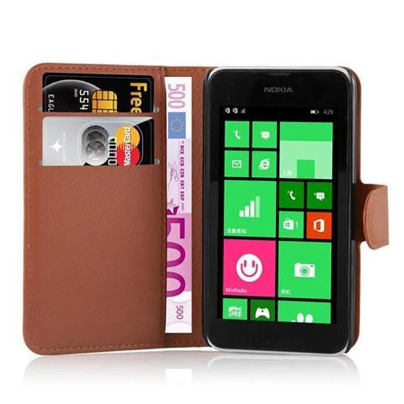 Cadorabo Hülle kompatibel mit Nokia Lumia 530 Schutzhülle mit Magnetverschluss, Standfunktion und Kartenfach