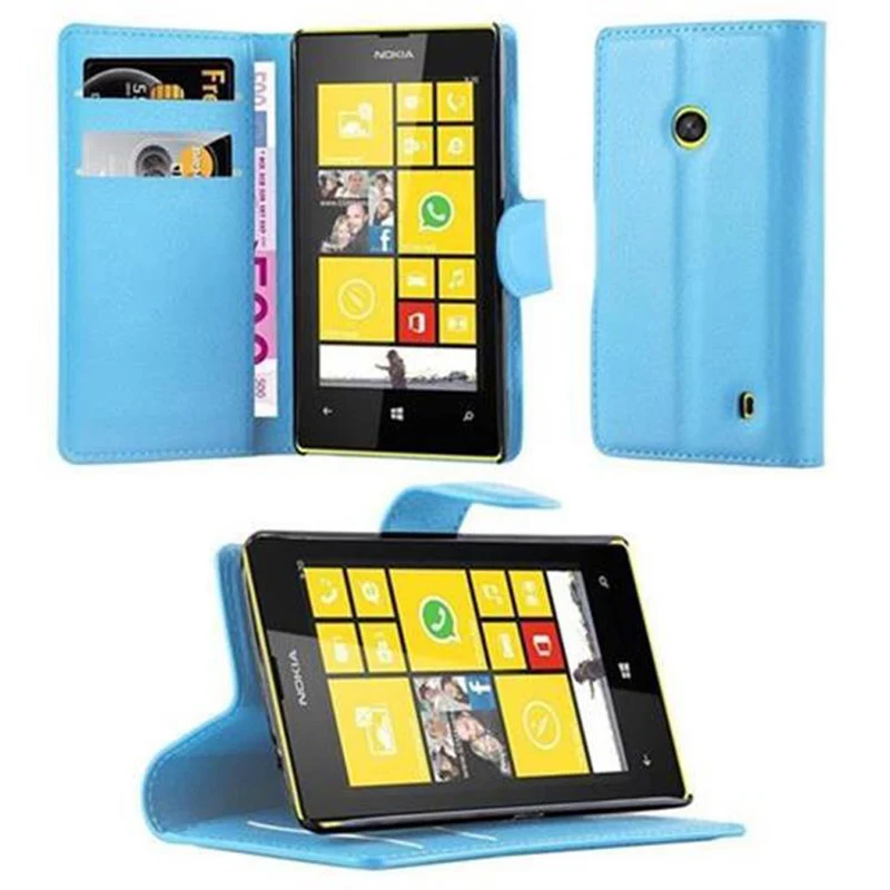 Cadorabo Hülle kompatibel mit Nokia Lumia 520 / 521 Schutzhülle mit Magnetverschluss, Standfunktion und Kartenfach