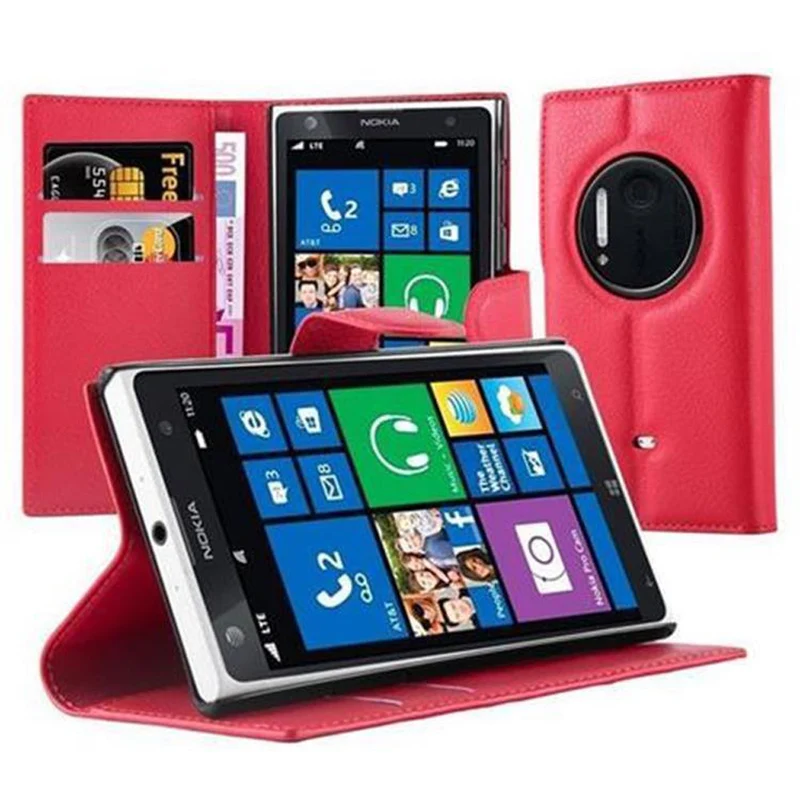 Cadorabo Hülle kompatibel mit Nokia Lumia 1020 Schutzhülle mit Magnetverschluss, Standfunktion und Kartenfach