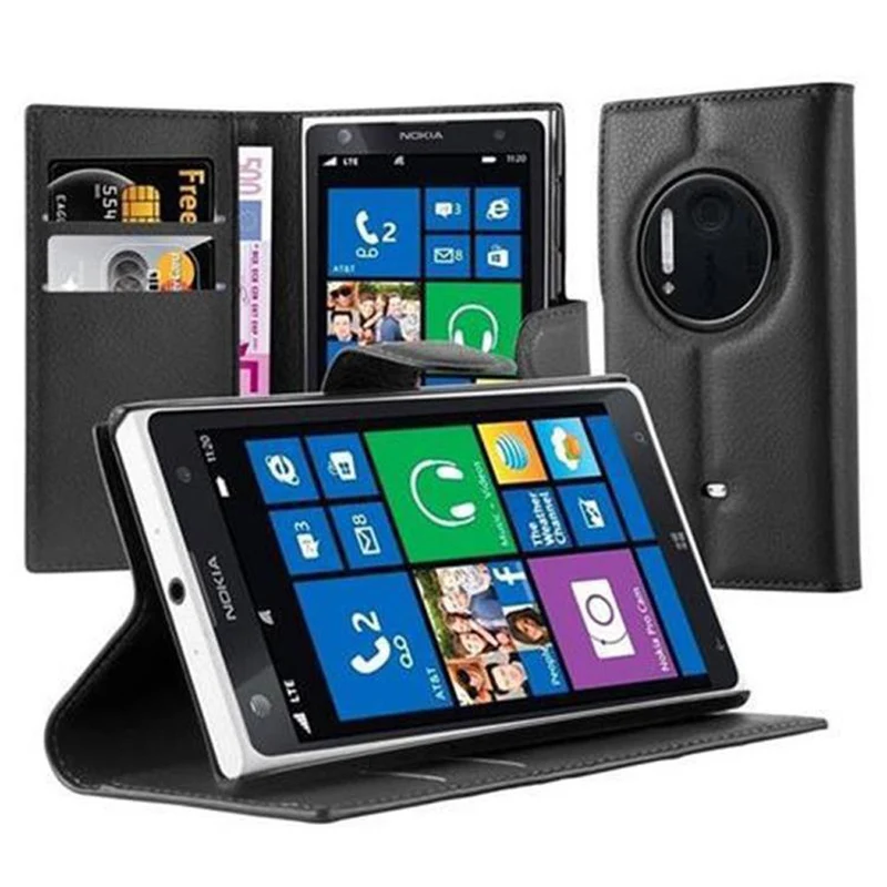 Cadorabo Hülle kompatibel mit Nokia Lumia 1020 Schutzhülle mit Magnetverschluss, Standfunktion und Kartenfach