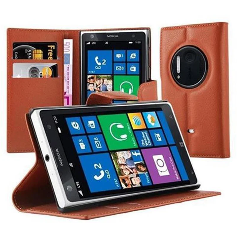 Cadorabo Hülle kompatibel mit Nokia Lumia 1020 Schutzhülle mit Magnetverschluss, Standfunktion und Kartenfach