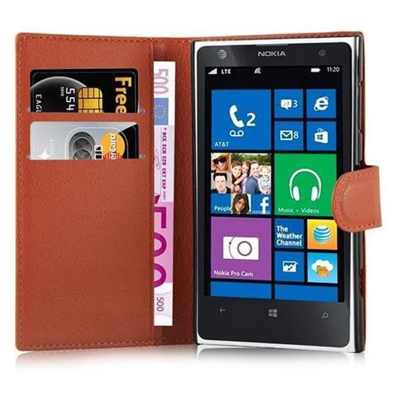 Cadorabo Hülle kompatibel mit Nokia Lumia 1020 Schutzhülle mit Magnetverschluss, Standfunktion und Kartenfach