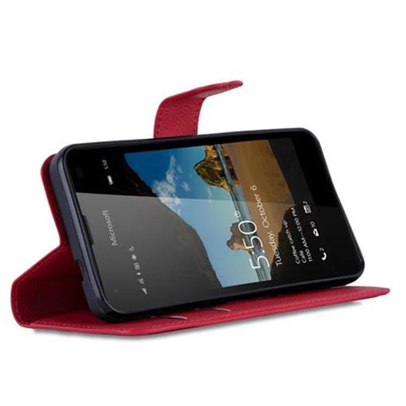Cadorabo Hülle kompatibel mit Nokia Lumia 550 Schutzhülle mit Magnetverschluss, Standfunktion und Kartenfach