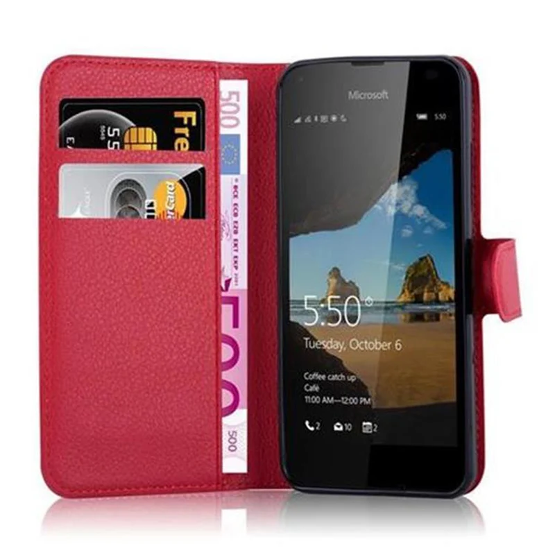 Cadorabo Hülle kompatibel mit Nokia Lumia 550 Schutzhülle mit Magnetverschluss, Standfunktion und Kartenfach