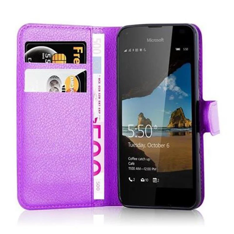 Cadorabo Hülle kompatibel mit Nokia Lumia 550 Schutzhülle mit Magnetverschluss, Standfunktion und Kartenfach