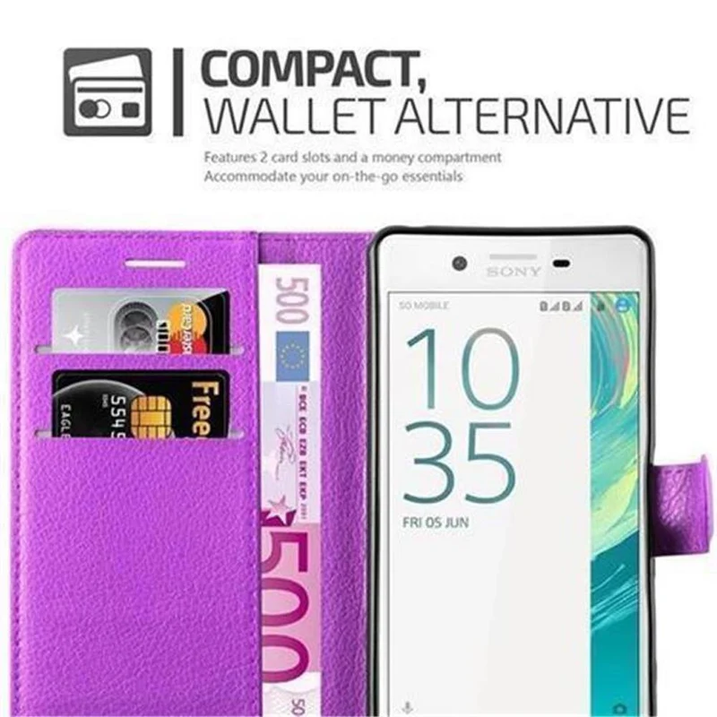 Cadorabo Hülle kompatibel mit Sony Xperia X PERFORMANCE Schutzhülle mit Magnetverschluss, Standfunktion und Kartenfach