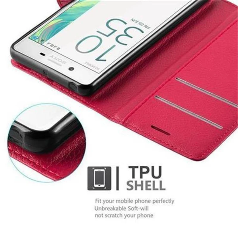 Cadorabo Hülle kompatibel mit Sony Xperia X PERFORMANCE Schutzhülle mit Magnetverschluss, Standfunktion und Kartenfach