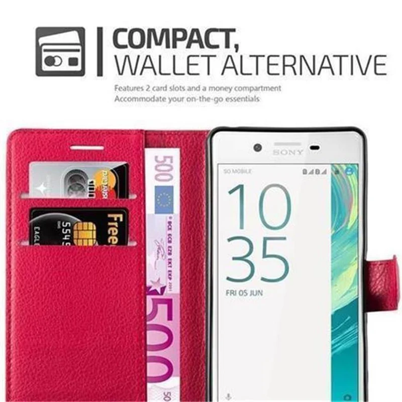 Cadorabo Hülle kompatibel mit Sony Xperia X PERFORMANCE Schutzhülle mit Magnetverschluss, Standfunktion und Kartenfach