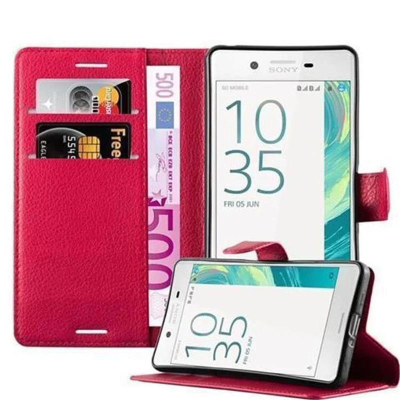 Cadorabo Hülle kompatibel mit Sony Xperia X Schutzhülle mit Magnetverschluss, Standfunktion und Kartenfach