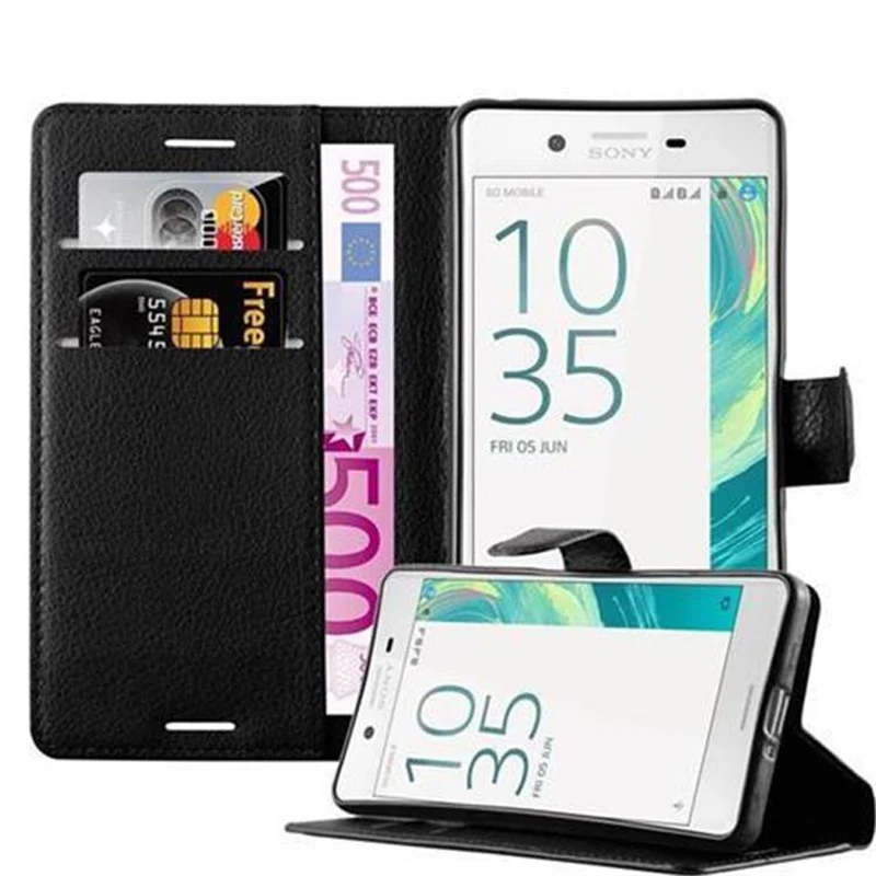 Cadorabo Hülle kompatibel mit Sony Xperia X Schutzhülle mit Magnetverschluss, Standfunktion und Kartenfach