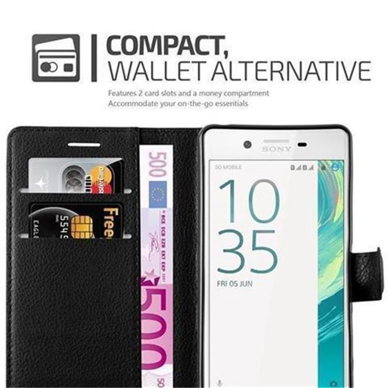 Cadorabo Hülle kompatibel mit Sony Xperia X Schutzhülle mit Magnetverschluss, Standfunktion und Kartenfach