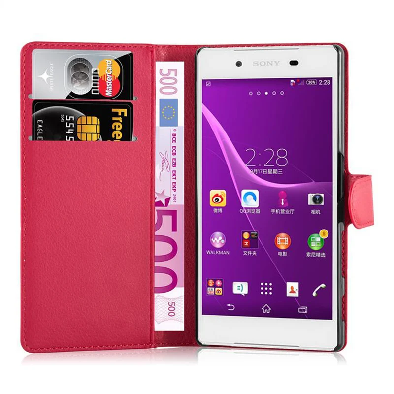 Cadorabo Hülle kompatibel mit Sony Xperia Z5 Schutzhülle mit Magnetverschluss, Standfunktion und Kartenfach