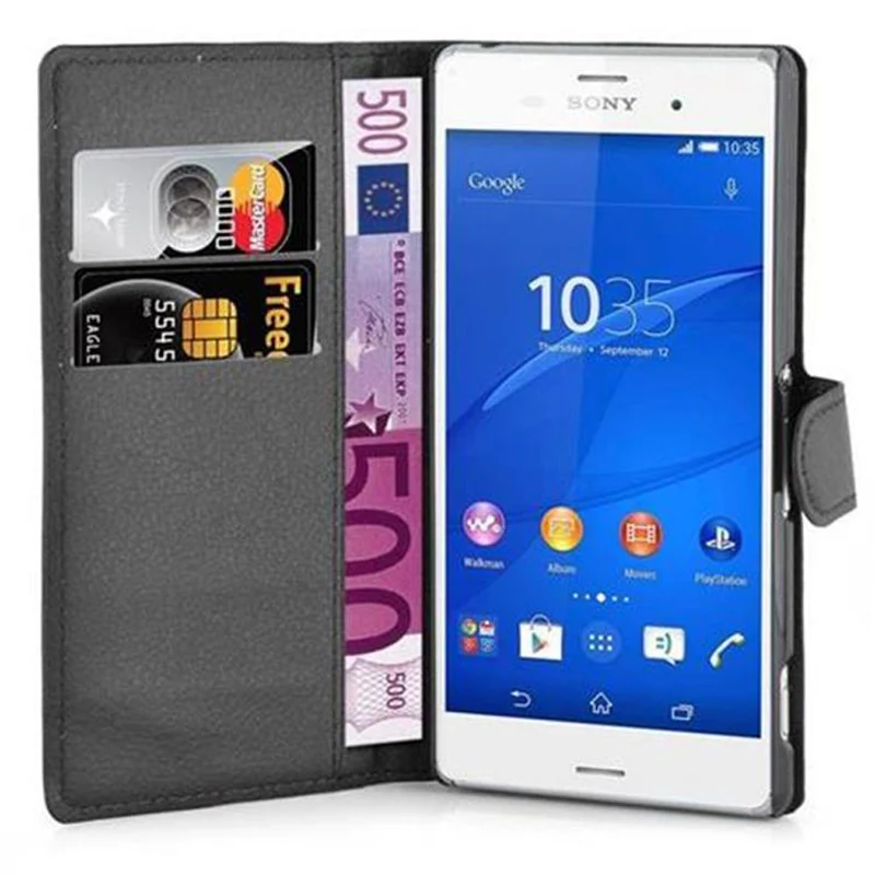 Cadorabo Hülle kompatibel mit Sony Xperia Z3 Schutzhülle mit Magnetverschluss, Standfunktion und Kartenfach