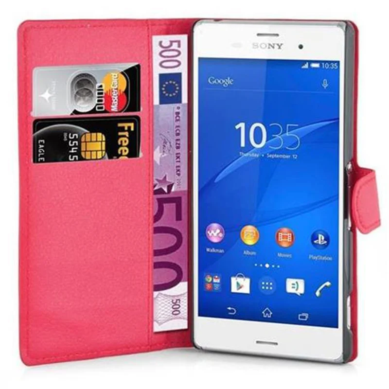 Cadorabo Hülle kompatibel mit Sony Xperia Z3 Schutzhülle mit Magnetverschluss, Standfunktion und Kartenfach