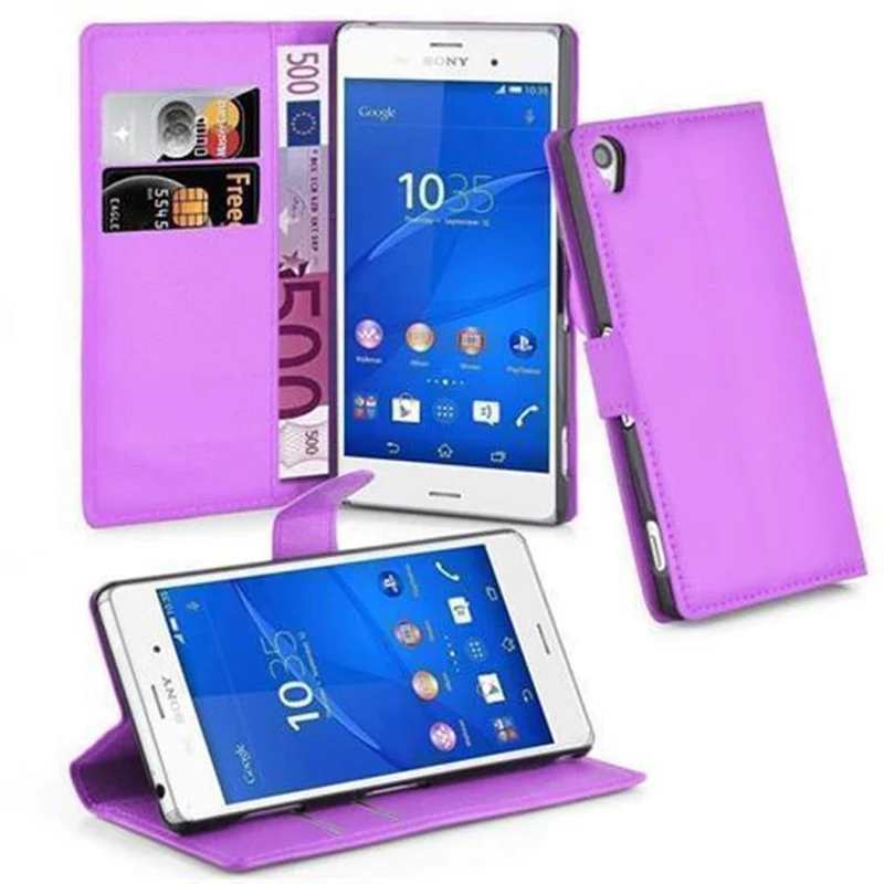 Cadorabo Hülle kompatibel mit Sony Xperia Z3 Schutzhülle mit Magnetverschluss, Standfunktion und Kartenfach
