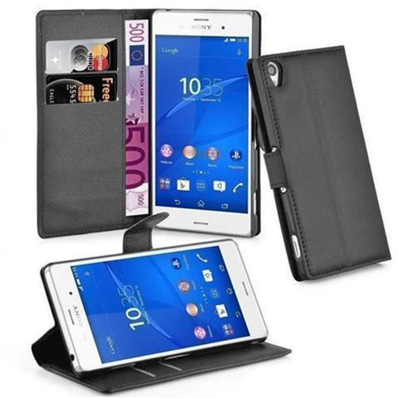 Cadorabo Hülle kompatibel mit Sony Xperia Z3 Schutzhülle mit Magnetverschluss, Standfunktion und Kartenfach