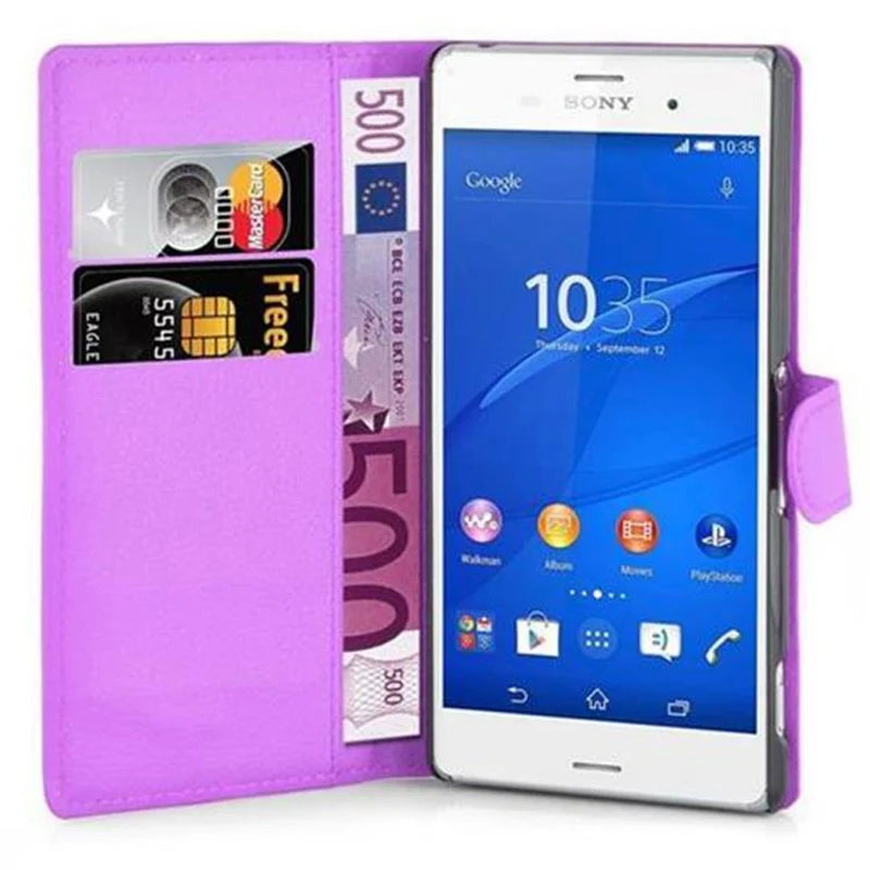 Cadorabo Hülle kompatibel mit Sony Xperia Z3 Schutzhülle mit Magnetverschluss, Standfunktion und Kartenfach