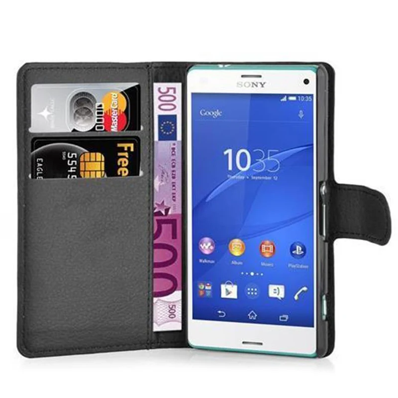 Cadorabo Hülle kompatibel mit Sony Xperia Z3 COMPACT Schutzhülle mit Magnetverschluss, Standfunktion und Kartenfach