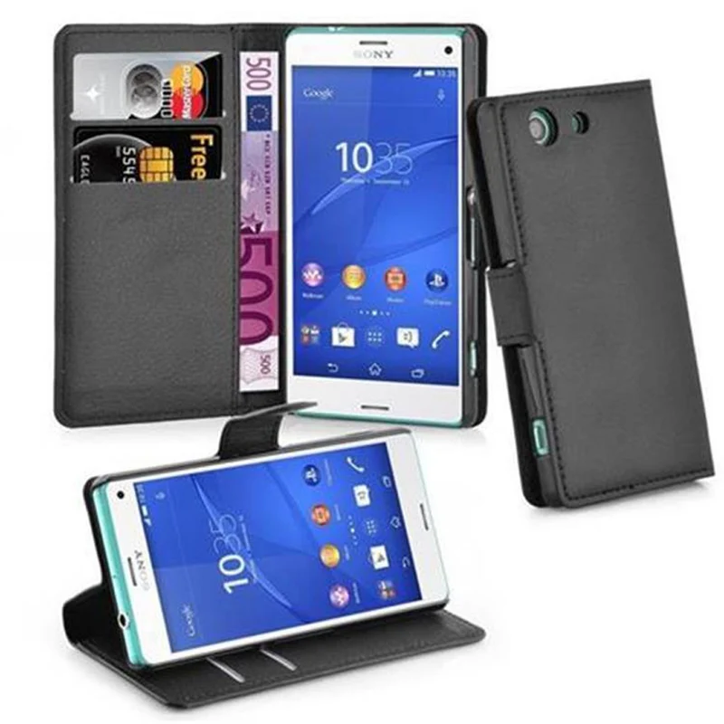 Cadorabo Hülle kompatibel mit Sony Xperia Z3 COMPACT Schutzhülle mit Magnetverschluss, Standfunktion und Kartenfach