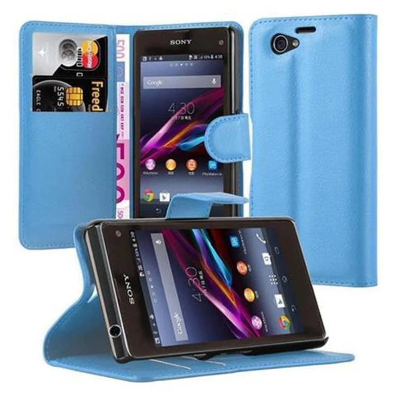 Cadorabo Hülle kompatibel mit Sony Xperia Z1 COMPACT Schutzhülle mit Magnetverschluss, Standfunktion und Kartenfach