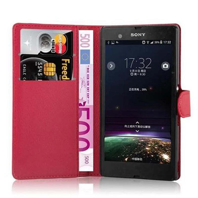 Cadorabo Hülle kompatibel mit Sony Xperia Z Schutzhülle mit Magnetverschluss, Standfunktion und Kartenfach