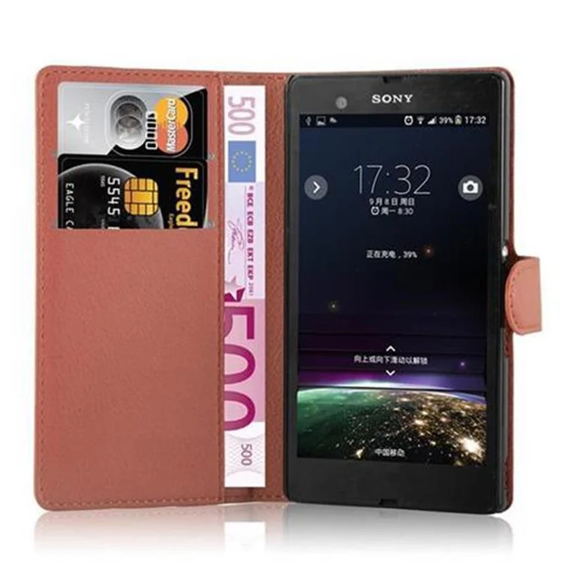 Cadorabo Hülle kompatibel mit Sony Xperia Z Schutzhülle mit Magnetverschluss, Standfunktion und Kartenfach