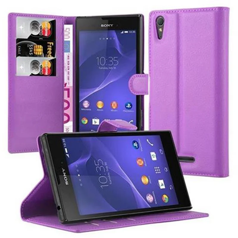 Cadorabo Hülle kompatibel mit Sony Xperia T3 Schutzhülle mit Magnetverschluss, Standfunktion und Kartenfach