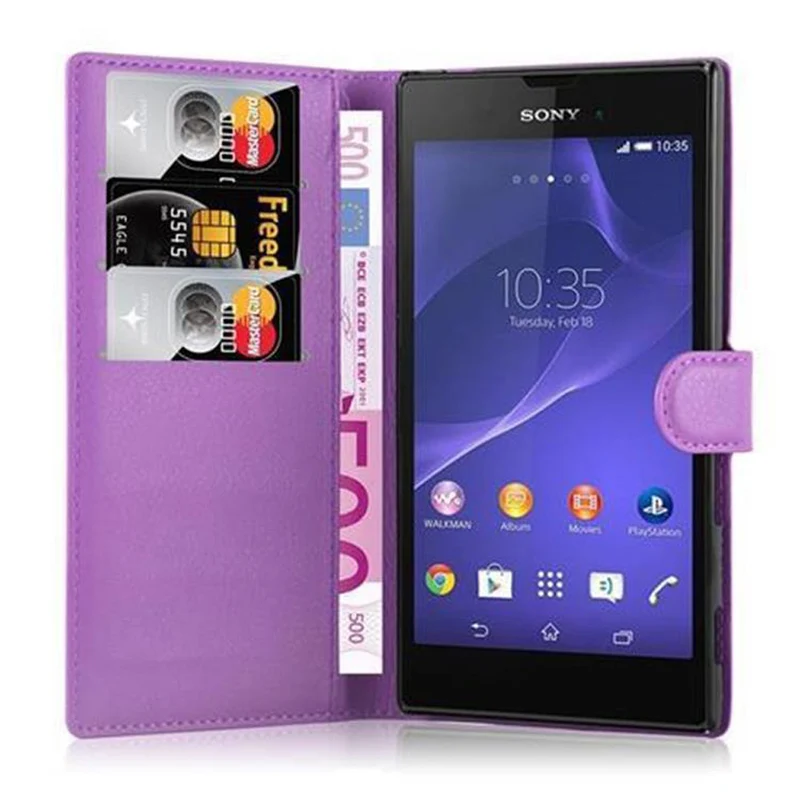 Cadorabo Hülle kompatibel mit Sony Xperia T3 Schutzhülle mit Magnetverschluss, Standfunktion und Kartenfach