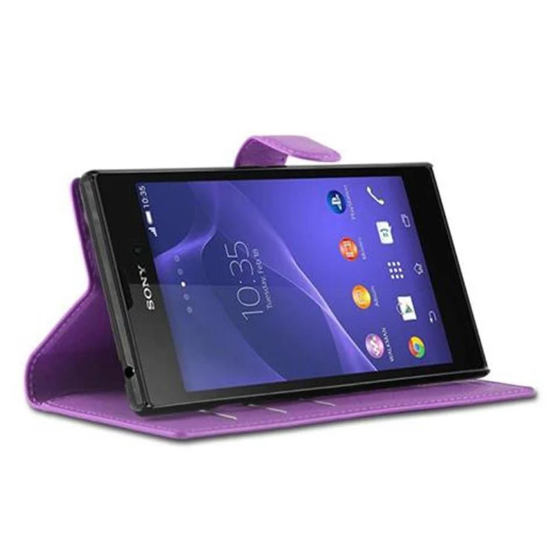 Cadorabo Hülle kompatibel mit Sony Xperia T3 Schutzhülle mit Magnetverschluss, Standfunktion und Kartenfach