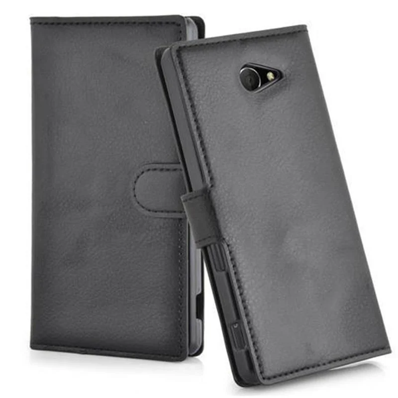Cadorabo Hülle kompatibel mit Sony Xperia M2 / M2 AQUA Schutzhülle mit Magnetverschluss, Standfunktion und Kartenfach