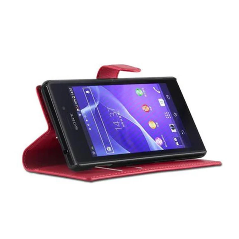Cadorabo Hülle kompatibel mit Sony Xperia M2 / M2 AQUA Schutzhülle mit Magnetverschluss, Standfunktion und Kartenfach