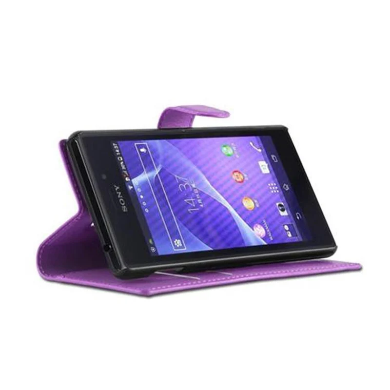 Cadorabo Hülle kompatibel mit Sony Xperia M2 / M2 AQUA Schutzhülle mit Magnetverschluss, Standfunktion und Kartenfach