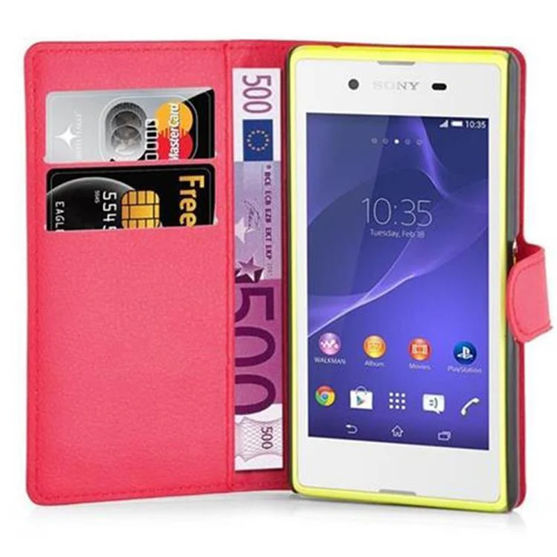 Cadorabo Hülle kompatibel mit Sony Xperia E3 Schutzhülle mit Magnetverschluss, Standfunktion und Kartenfach